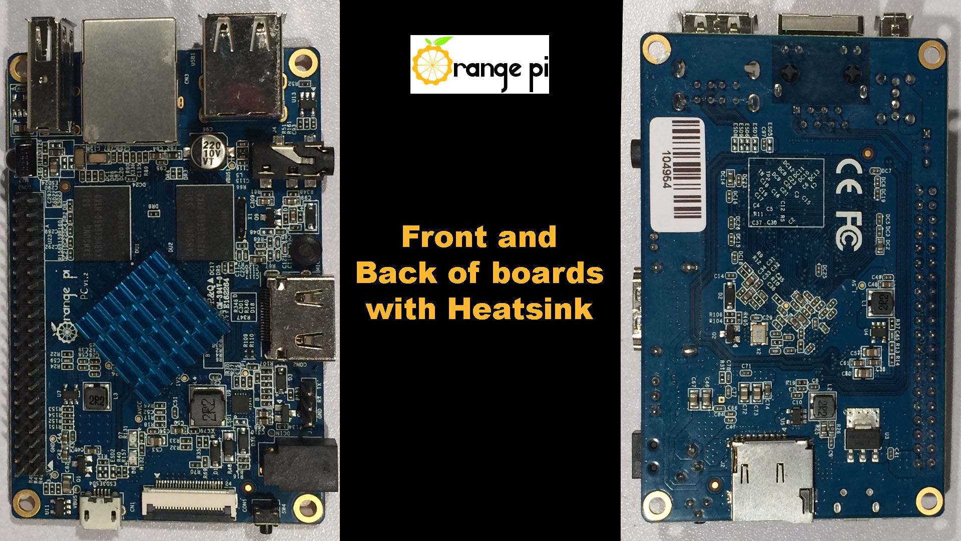 Orange Pi Front and Back with Heatsink.