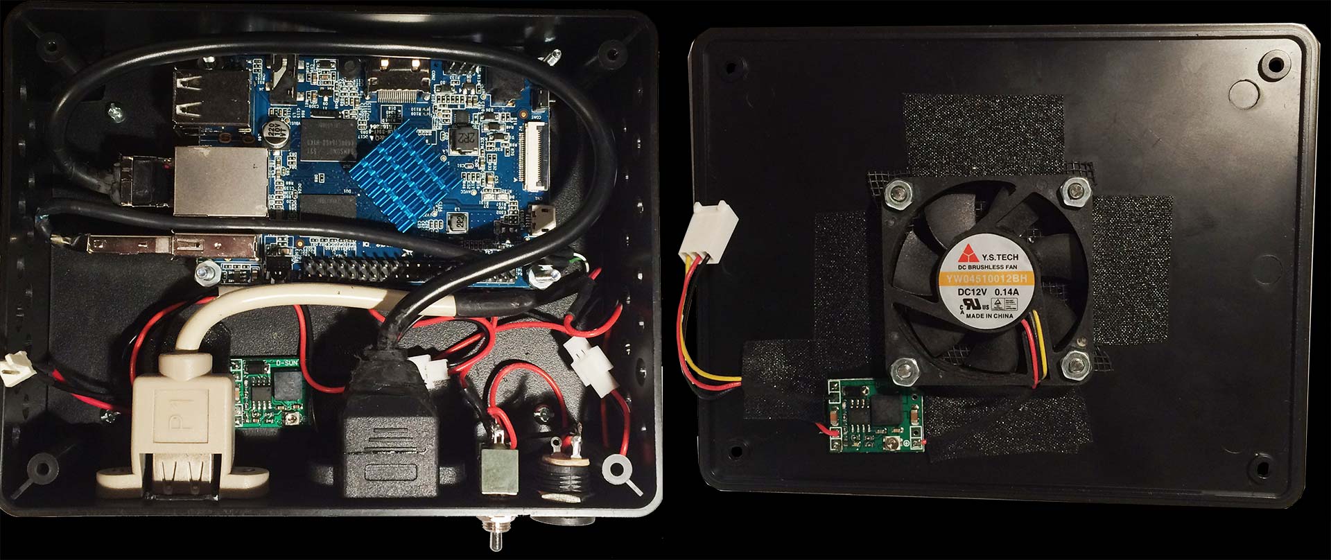 Orange Pi internals in ABS casing.