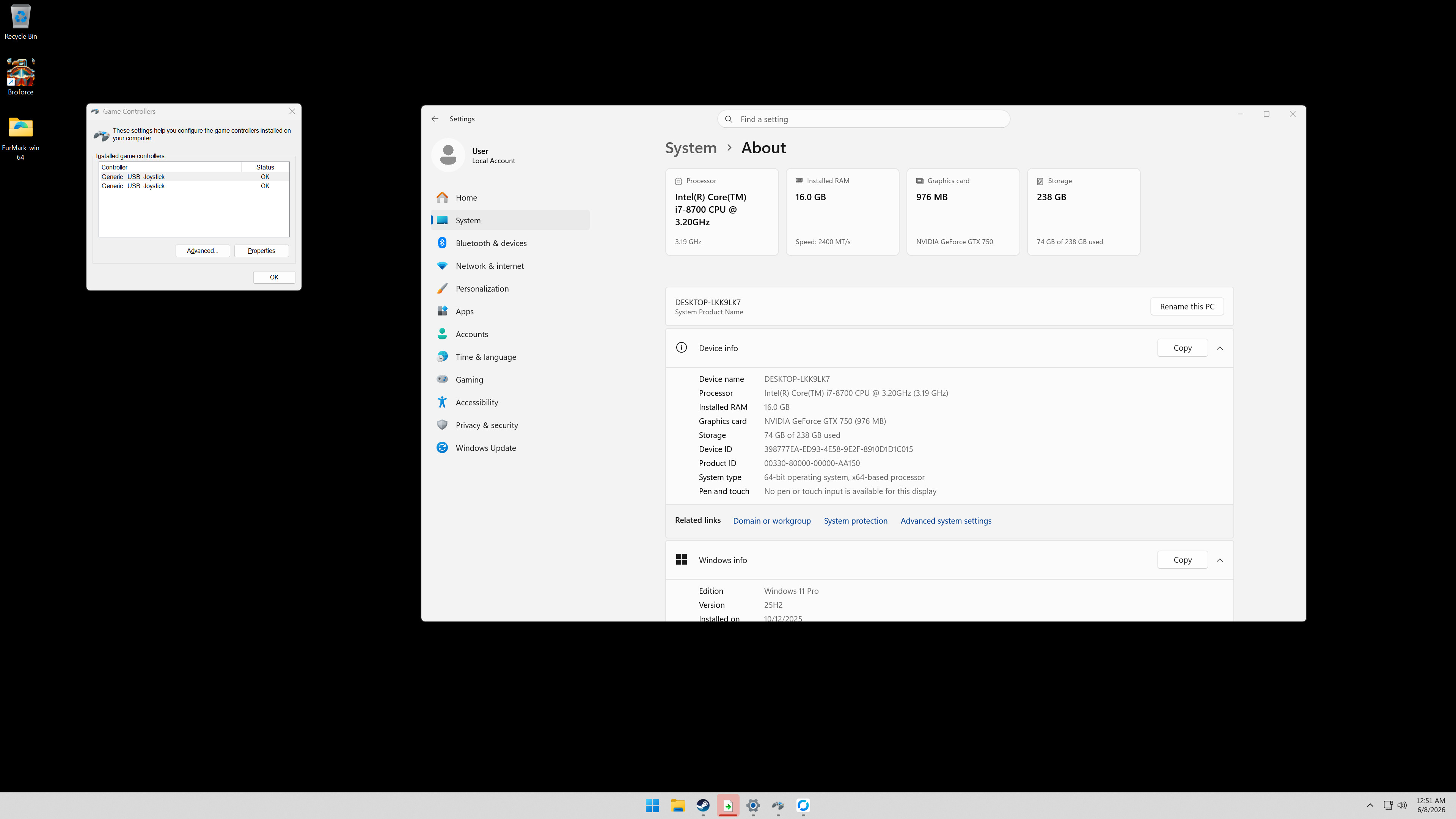 Windows 11 OS reporting on both Zero Delay Controllers.
