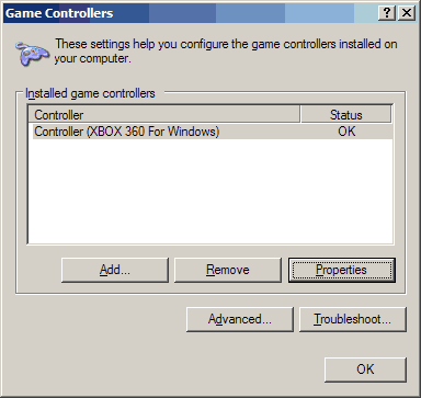 Xbox 360 chinesse receiver tutorial for windows XP - joystick properties.