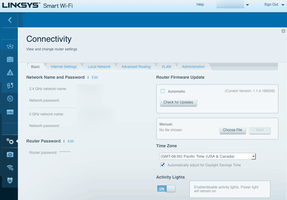 LinkSys E8500 Default webpage.