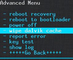 ClockWorkMod - Advanced Menu - Wipe Dalvik.