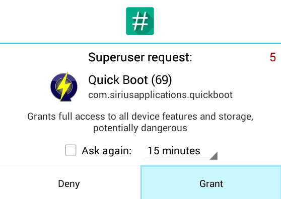 Lineage - SuperSU Application permission.