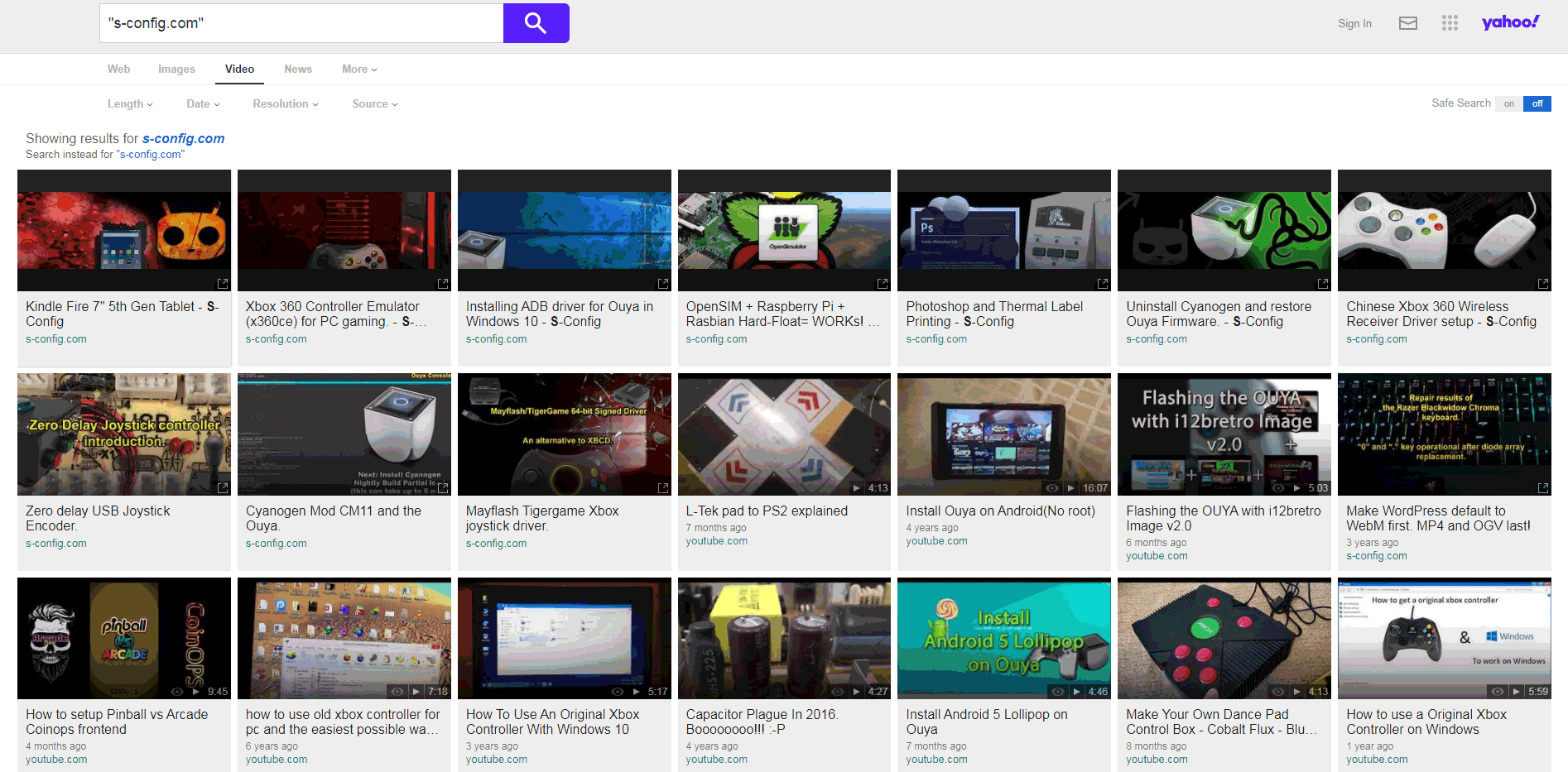 Yahoo Search Results of S-Config.com - SafeSearch Off.