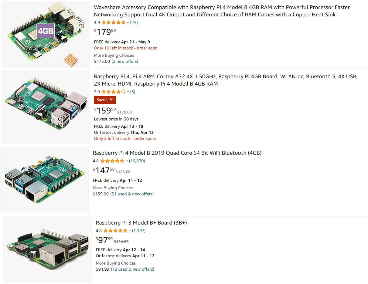 Raspberry Pi Prices as of 04/09/2023