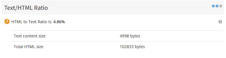 SEO - Text to HTML Ratio.
