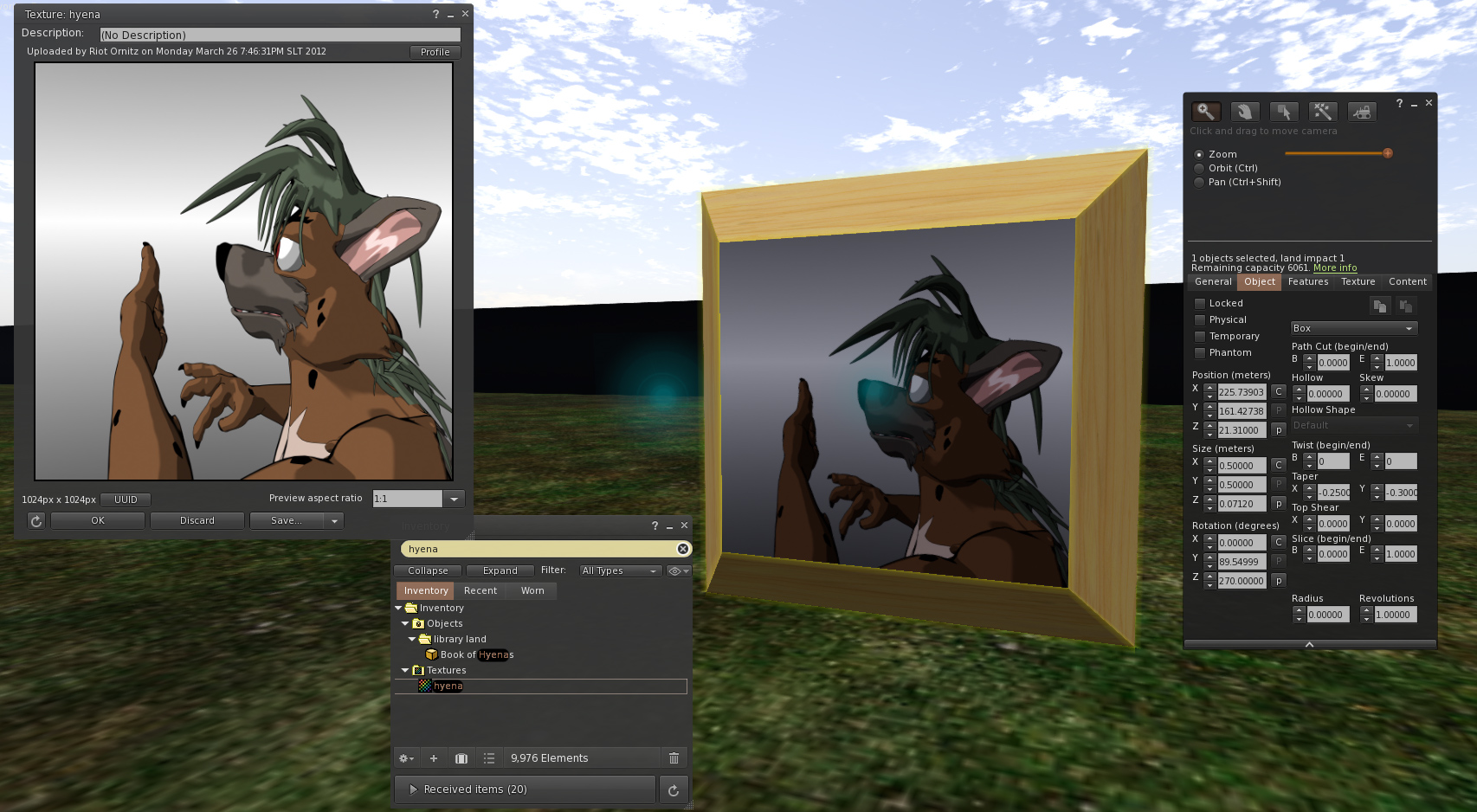 Pasting the texture onto the Prim.