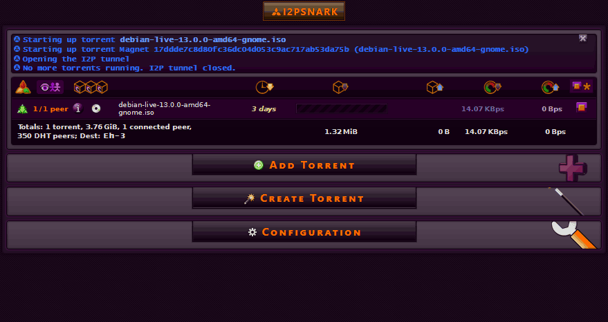 Downloading Torrent within I2PSnark.