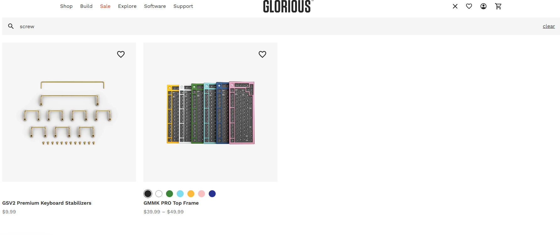 Glorious website search failure.