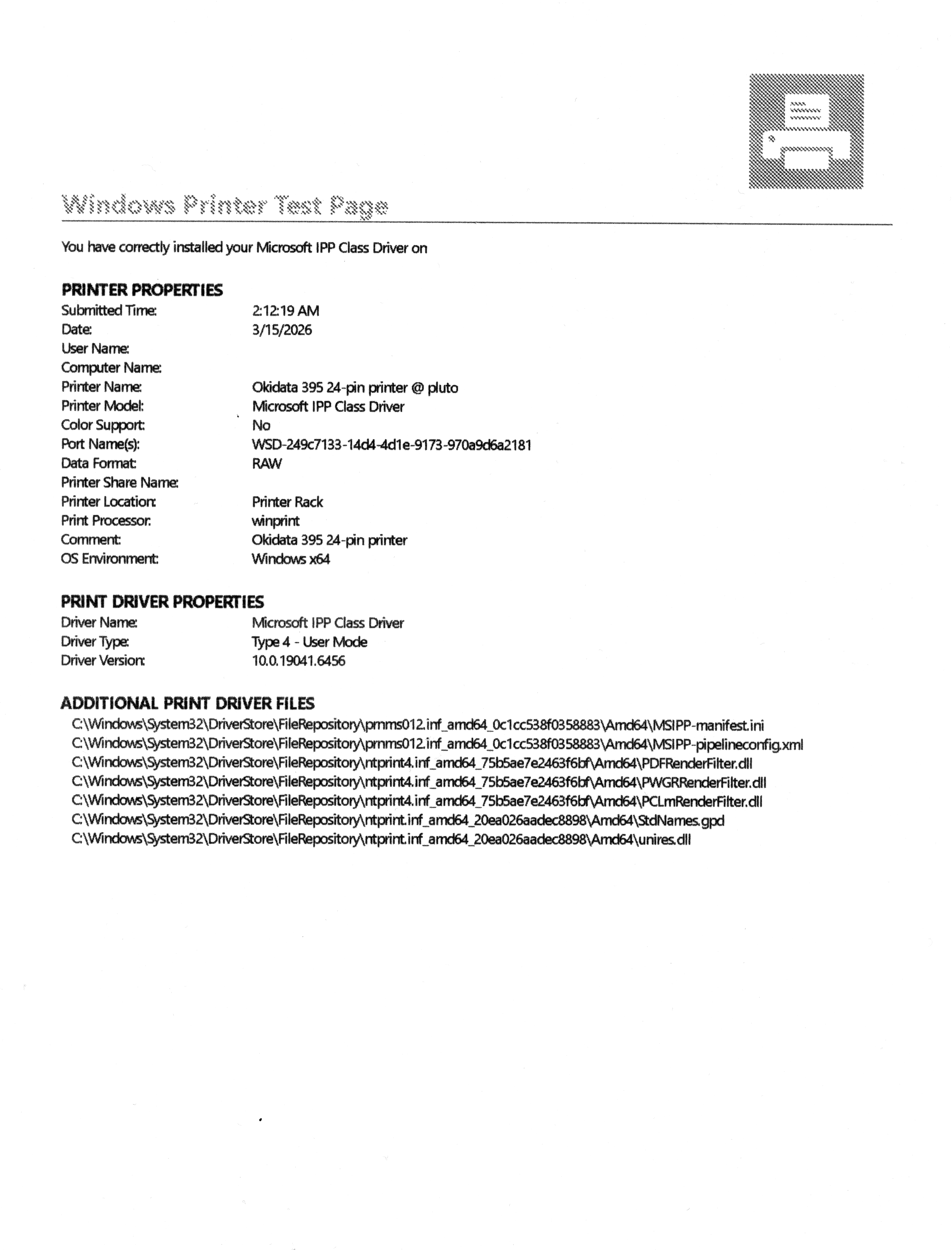 600dpi Windows Test Page.